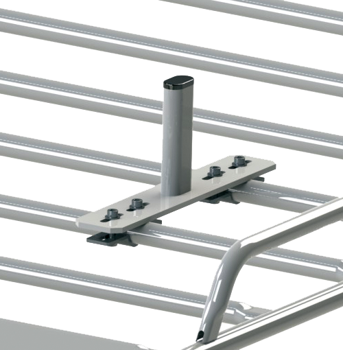 Ladder stop for galvanisedsteel roof racks for commercial vehicles and